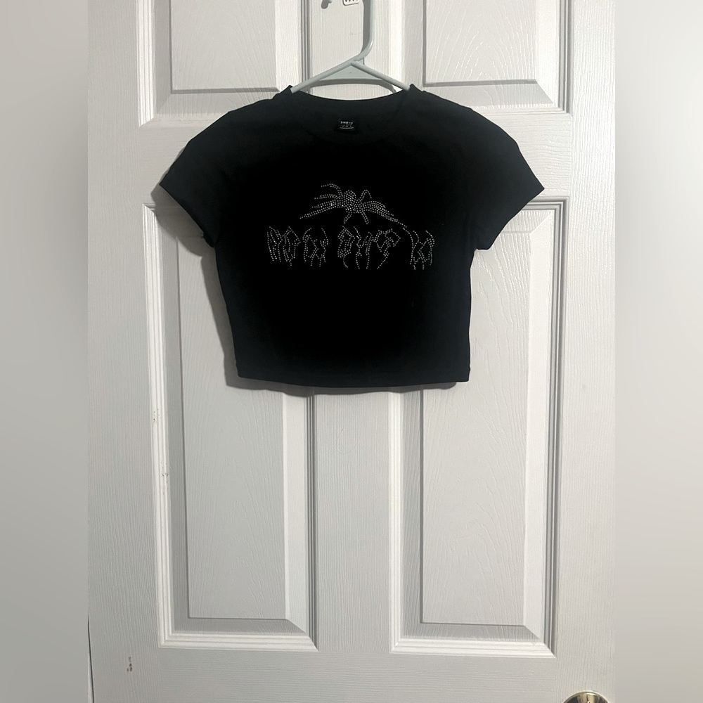 EZwear Rhinestone Spider Tee